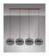 Yorktown Linear Pendant 4 x E27 Copper/Matt Black 30cm Pumpkin Shaped Ribbed Smoked Glass-11