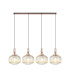 Yorktown Linear Pendant 4 x E27 Copper/Matt Black 30cm Pumpkin Shaped Ribbed Champagne Glass-1