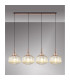 Yorktown Linear Pendant 4 x E27 Copper/Matt Black 30cm Pumpkin Shaped Ribbed Champagne Glass-3
