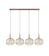 Yorktown Linear Pendant 4 x E27 Copper/Matt Black 30cm Pumpkin Shaped Ribbed Champagne Glass-4