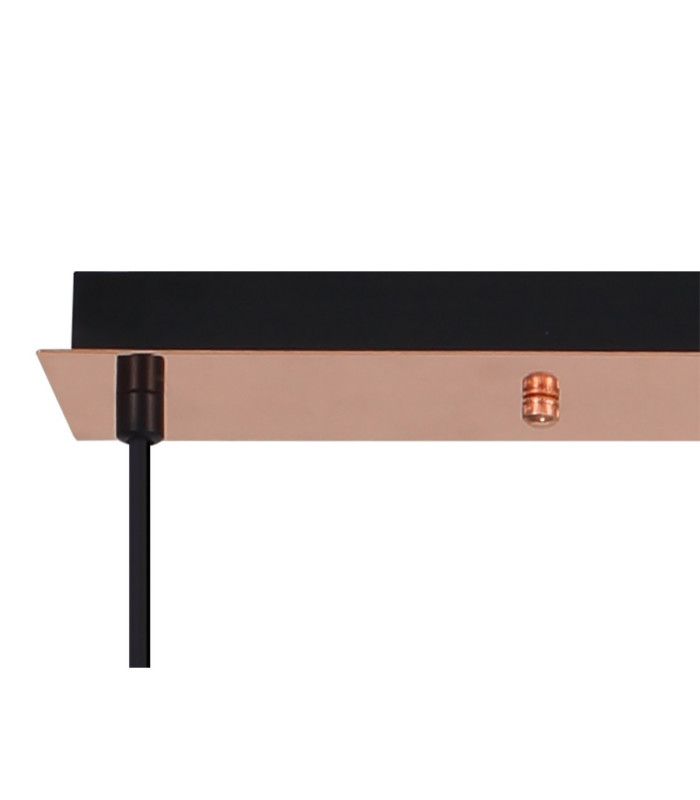 Yorktown Linear Pendant 4 x E27 Copper/Matt Black 30cm Pumpkin Shaped Ribbed Champagne Glass-10