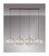 Yorktown Linear Pendant 4 x E27 Copper/Matt Black 30cm Pumpkin Shaped Ribbed Champagne Glass-11