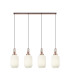 Yorktown Linear 4 Light Pendant 20cm Tubular Ribbed Glass Copper/Matt Black Opal-1
