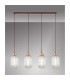 Yorktown Linear 4 Light Pendant 20cm Tubular Ribbed Glass Copper/Matt Black Clear-3