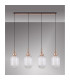 Yorktown Linear 4 Light Pendant 20cm Tubular Ribbed Glass Copper/Matt Black Clear-11