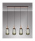 Yorktown Linear 4 Light Pendant 20cm Tubular Ribbed Glass Copper/Matt Black Smoked-3