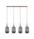 Yorktown Linear 4 Light Pendant 20cm Tubular Ribbed Glass Copper/Matt Black Smoked-4