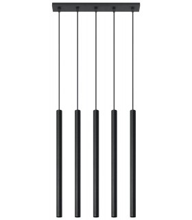 5 Light Staight Bar Drop Pendant Black, G9 - 1