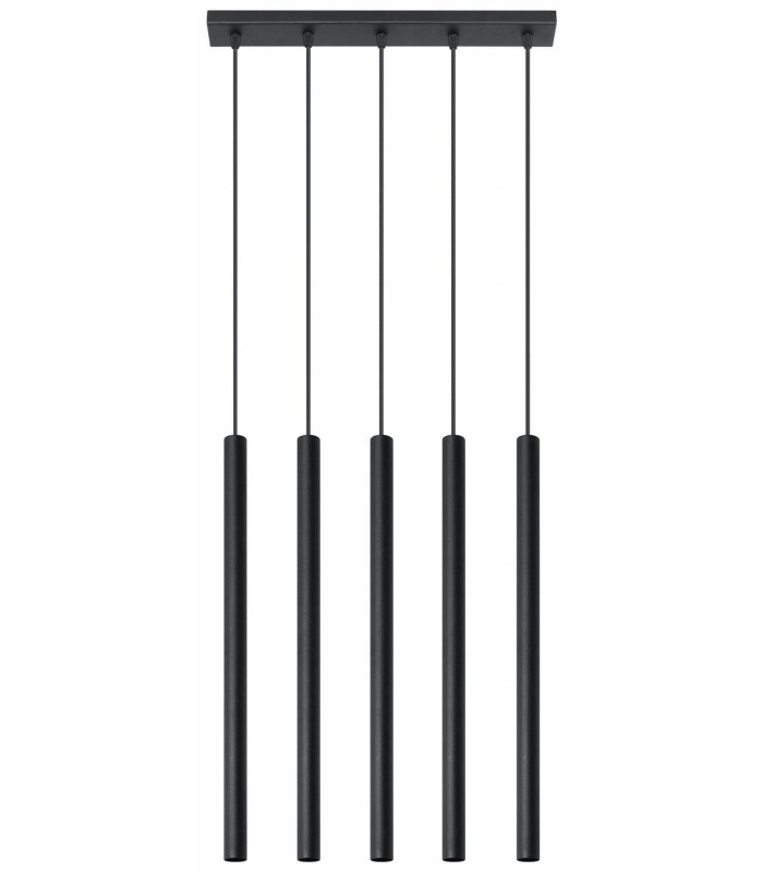 5 Light Staight Bar Drop Pendant Black, G9 - 1