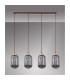 Yorktown Linear 4 Light Pendant 20cm Tubular Ribbed Glass Copper/Matt Black Smoked-11