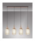 Yorktown Linear 4 Light Pendant 20cm Tubular Ribbed Glass Copper/Matt Black Champagne-3