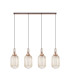 Yorktown Linear 4 Light Pendant 20cm Tubular Ribbed Glass Copper/Matt Black Champagne-4