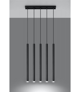 5 Light Staight Bar Drop Pendant Black, G9 - 2