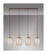 Yorktown Linear 4 Light Pendant 20cm Tubular Ribbed Glass Copper/Matt Black Champagne-11