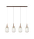 Yorktown Linear 4 Light Pendant 20cm Almond Ribbed Glass Copper/Matt Black Clear-1