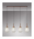 Yorktown Linear 4 Light Pendant 20cm Almond Ribbed Glass Copper/Matt Black Clear-3