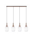 Yorktown Linear 4 Light Pendant 20cm Almond Ribbed Glass Copper/Matt Black Clear-4