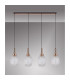 Yorktown Linear 4 Light Pendant 20cm Almond Ribbed Glass Copper/Matt Black Clear-10