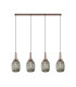 Yorktown Linear 4 Light Pendant 20cm Almond Ribbed Glass Copper/Matt Black Smoked-1