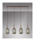 Yorktown Linear 4 Light Pendant 20cm Almond Ribbed Glass Copper/Matt Black Smoked-3