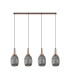 Yorktown Linear 4 Light Pendant 20cm Almond Ribbed Glass Copper/Matt Black Smoked-4