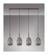 Yorktown Linear 4 Light Pendant 20cm Almond Ribbed Glass Copper/Matt Black Smoked-10