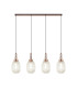 Yorktown Linear 4 Light Pendant 20cm Almond Ribbed Glass Copper/Matt Black Champagne-1