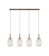 Yorktown Linear 4 Light Pendant 20cm Almond Ribbed Glass Copper/Matt Black Champagne-3