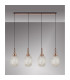 Yorktown Linear 4 Light Pendant 20cm Almond Ribbed Glass Copper/Matt Black Champagne-10