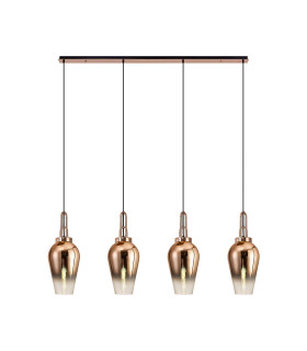 Yorktown Linear 4 Light Pendant E27 23cm Pear Glass Copper/Clear Copper/Matt Black-1