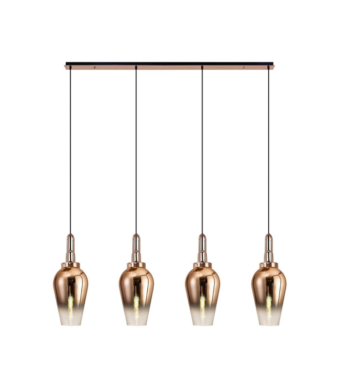 Yorktown Linear 4 Light Pendant E27 23cm Pear Glass Copper/Clear Copper/Matt Black-1