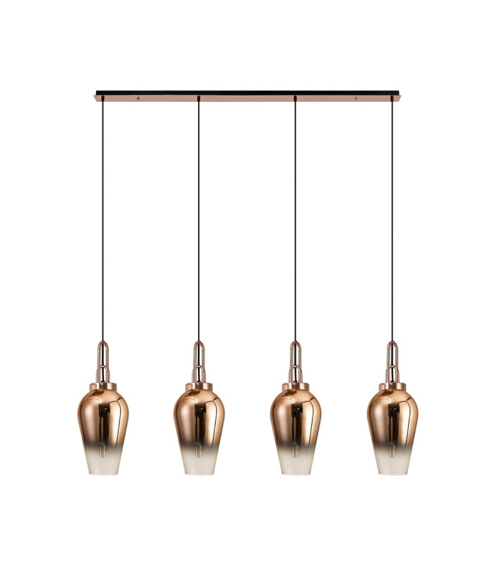 Yorktown Linear 4 Light Pendant E27 23cm Pear Glass Copper/Clear Copper/Matt Black-4