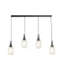Yorktown Linear 4 Light Pendant 20cm Almond Ribbed Glass Matt Black/Matt Black Champagne-1