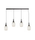 Yorktown Linear 4 Light Pendant 20cm Almond Ribbed Glass Matt Black/Matt Black Champagne-4