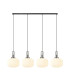 Yorktown Linear Pendant 4 x E27 Polished Nickel/Matt Black 30cm Pumpkin Shaped Ribbed Opal Glass-1