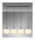 Yorktown Linear Pendant 4 x E27 Polished Nickel/Matt Black 30cm Pumpkin Shaped Ribbed Opal Glass-3
