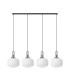 Yorktown Linear Pendant 4 x E27 Polished Nickel/Matt Black 30cm Pumpkin Shaped Ribbed Opal Glass-4