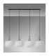 Yorktown Linear Pendant 4 x E27 Polished Nickel/Matt Black 30cm Pumpkin Shaped Ribbed Opal Glass-11