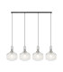 Yorktown Linear Pendant 4 x E27 Polished Nickel/Matt Black 30cm Pumpkin Shaped Ribbed Clear Glass-1