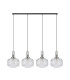 Yorktown Linear Pendant 4 x E27 Polished Nickel/Matt Black 30cm Pumpkin Shaped Ribbed Clear Glass-4