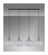 Yorktown Linear Pendant 4 x E27 Polished Nickel/Matt Black 30cm Pumpkin Shaped Ribbed Clear Glass-11