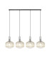 Yorktown Linear Pendant 4 x E27 Polished Nickel/Matt Black 30cm Pumpkin Shaped Ribbed Champagne Glass-1