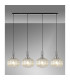 Yorktown Linear Pendant 4 x E27 Polished Nickel/Matt Black 30cm Pumpkin Shaped Ribbed Champagne Glass-3