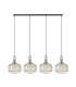 Yorktown Linear Pendant 4 x E27 Polished Nickel/Matt Black 30cm Pumpkin Shaped Ribbed Champagne Glass-4