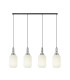 Yorktown Linear 4 Light Pendant 20cm Tubular Ribbed Glass Polished Nickel/Matt Black Opal-1