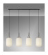 Yorktown Linear 4 Light Pendant 20cm Tubular Ribbed Glass Polished Nickel/Matt Black Opal-3