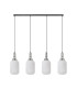 Yorktown Linear 4 Light Pendant 20cm Tubular Ribbed Glass Polished Nickel/Matt Black Opal-4