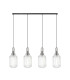 Yorktown Linear 4 Light Pendant 20cm Tubular Ribbed Glass Polished Nickel/Matt Black Clear-1