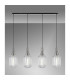 Yorktown Linear 4 Light Pendant 20cm Tubular Ribbed Glass Polished Nickel/Matt Black Clear-3