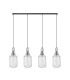 Yorktown Linear 4 Light Pendant 20cm Tubular Ribbed Glass Polished Nickel/Matt Black Clear-4